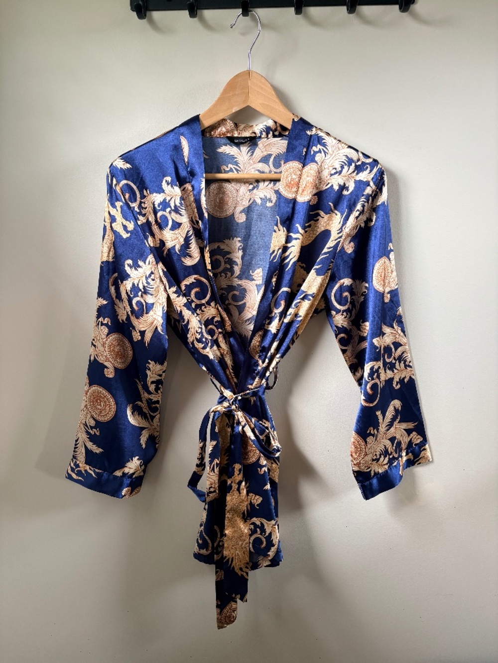 Satin Robe Blue and Gold Small